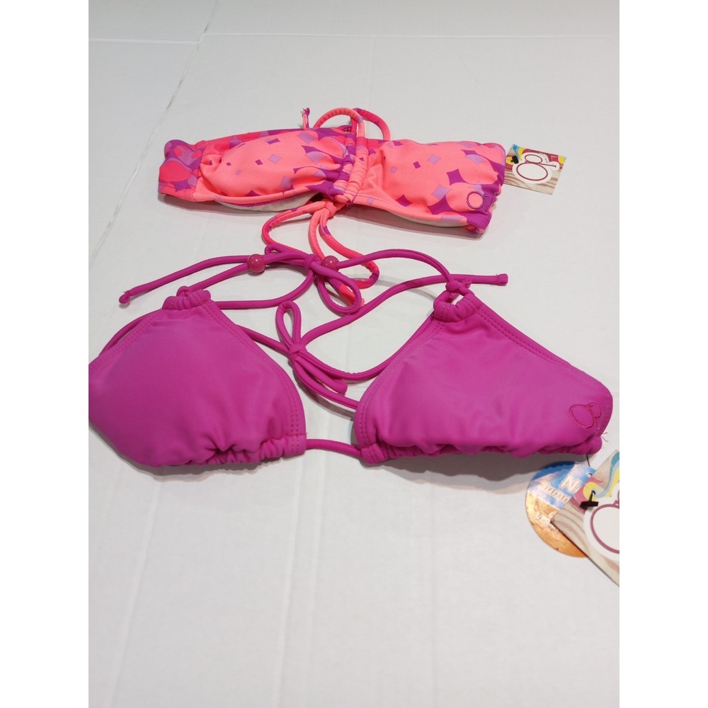 OP Ocean Pacific Bikini Tops Lot of 2 Womans Size S 3-5 Pink Triangle Bandeau